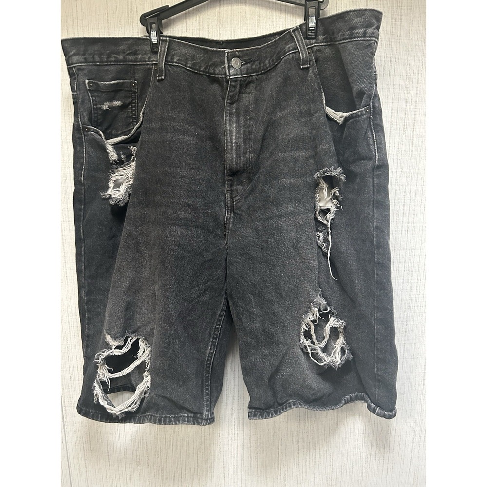 Levi Men's 569 Black Denim Super Distressed Shorts Size 42